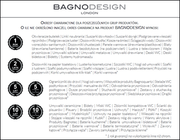 Warunki gwarancji producenta na produkty BAGNODESIGN London