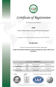 VADO - Certyfikat ISO 9001