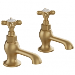 Para baterii umywalkowych - Mosiądz szczotkowany - Booth&Co. - Axbridge - BC-AXB-106-BRS