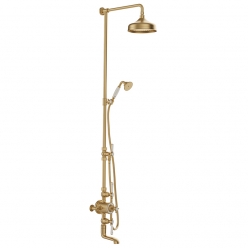 Kolumna wannowo-prysznicowa z baterią termostatyczną - Mosiądz szczotkowany - Booth&Co. - Axbridge - BC-AXB-123TRRK-BRS