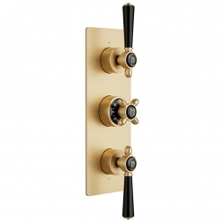 Bateria prysznicowa 3-drożna podtynkowa z termostatem - Mosiądz szczotkowany - Booth&Co. - Axbridge - BC-AXB-128/3-B-BRS