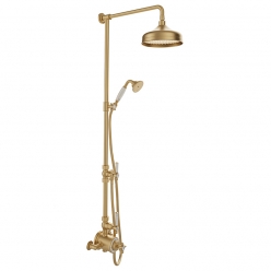 Kolumna prysznicowa z baterią termostatyczną - Mosiądz szczotkowany - Booth&Co. - Axbridge - BC-AXB-149TRRK-BRS