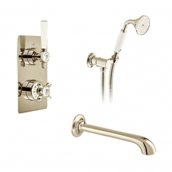 Zestaw wannowo-prysznicowy z punktową słuchawką i wylewką - Booth&Co. - Axbridge - BC-AXB-BS-BN