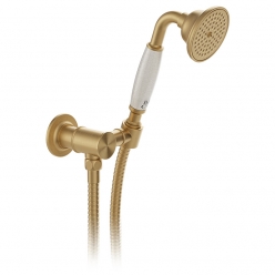 Słuchawka prysznicowa z uchwytem ściennym i przyłączem węża - Mosiądz szczotkowany - Booth&Co. - Axbridge - BC-AXB-SFMKWO2-BRS