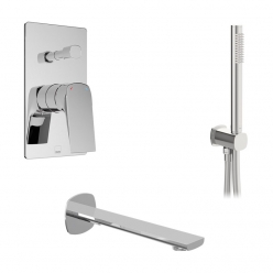 Zestaw prysznicowy z punktową słuchawką prysznicową i wylewką wannową - VADO - Cameo - CAM-MBS-BS-CP