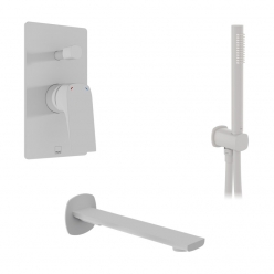 Zestaw prysznicowy z punktową słuchawką prysznicową i wylewką wannową - VADO - Cameo - CAM-MBS-BS-MW