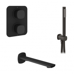 Zestaw prysznicowy z punktową słuchawką prysznicową i wylewką wannową - VADO - Cameo - CAM-TBS-BS-MB