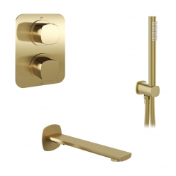 Zestaw prysznicowy z punktową słuchawką prysznicową i wylewką wannową - VADO - Cameo - CAM-TBS-BS-SBR