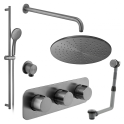 Zestaw prysznicowy z baterią Tablet Altitude, słuchawką prysznicową, deszczownicą i napełnianiem wanny - IND-3WS-TAB2-BGM