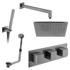 Zestaw prysznicowy z baterią Tablet Notion, słuchawką prysznicową, deszczownicą i napełnianiem wanny - IND-3WS-TAB3-BGM