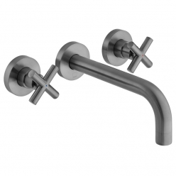 Bateria umywalkowa podtynkowa, trzyotworowa,  dwuuchwytowa, Gunmetal Szczotkowany PVD - INDIVIDUAL by VADO - IND-ELW109FLA-BGM