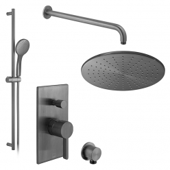 Zestaw prysznicowy z baterią Edit, słuchawką prysznicową na drążku i deszczownicą - IND-SS-EDI2-BGM