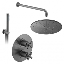 Zestaw prysznicowy z baterią Elements, punktową słuchawką prysznicową i deszczownicą - IND-SS-ELE1-BGM