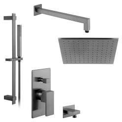 Zestaw prysznicowy z baterią Notion, słuchawką prysznicową na drążku i deszczownicą - IND-SS-NOT2-BGM