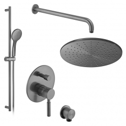 Zestaw prysznicowy z baterią Origins, słuchawką prysznicową na drążku i deszczownicą - IND-SS-ORI2-BGM