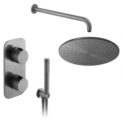 Zestaw prysznicowy z baterią Tablet Altitude, punktową słuchawką prysznicową i deszczownicą - IND-SS-TAB1-BGM