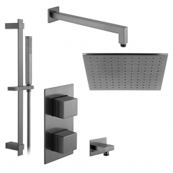 Zestaw prysznicowy z baterią Tablet Notion, słuchawką prysznicową na drążku i deszczownicą - IND-SS-TAB4-BGM