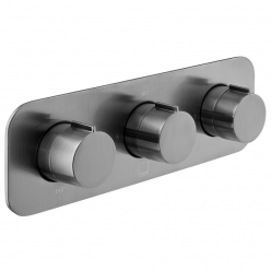 Bateria prysznicowa termostatyczna, podtynkowa, pozioma, 3-drożna, Gunmetal Szczotkowany PVD - INDIVIDUAL by Vado - IND-T128/3-H-ALT-BGM