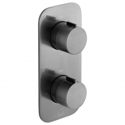 Bateria prysznicowa termostatyczna, podtynkowa, 2-drożna, Gunmetal Szczotkowany PVD - INDIVIDUAL by Vado - IND-T148/2-ALT-BGM