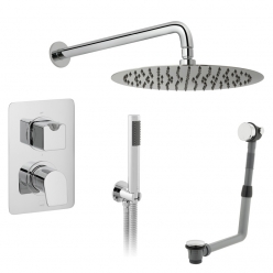 Zestaw prysznicowy z termostatyczną baterią podtynkową i deszczownicą 30 cm - VADO - PHO-TBSS-ABF-CP