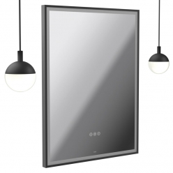 Lustro łazienkowe prostokątne z lampami wiszącymi, wym. 60x80 cm - VADO - Safari - SAF-M6W-REC-P+GL-MB