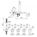 Bateria wannowa 5-otworowa podtynkowa - Bugnatese Moon 7119 - Rysunek techniczny