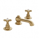 Bateria umywalkowa trzyotworowa z korkiem automatycznym - Mosiądz szczotkowany - Booth&Co. - Axbridge - BC-AXB-101-BRS