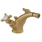 Bateria bidetowa dwuuchwytowa z korkiem automatycznym - Mosiądz szczotkowany - Booth&Co. - Axbridge - BC-AXB-100-BRS