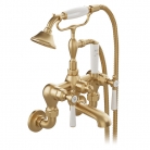 Bateria wannowa naścienna z zestawem prysznicowym - Booth&Co. - Axbridge - BC-AXB-220-BRS