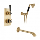 Zestaw wannowo-prysznicowy z punktową słuchawką i wylewką - Booth&Co. - Axbridge - BC-AXB-BS-B-BRS