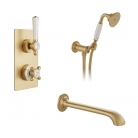 Zestaw wannowo-prysznicowy z punktową słuchawką i wylewką - Booth&Co. - Axbridge - BC-AXB-BS-BRS