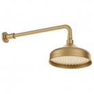 Deszczownica 200 mm z ramieniem ściennym - Mosiądz szczotkowany - Booth&Co. - Axbridge - BC-AXB-HEAD/SA-BRS