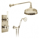 Zestaw prysznicowy z deszczownicą i punktową słuchawką prysznicową - Booth&Co. - Axbridge - BC-AXB-SS1-BN