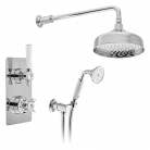 Zestaw prysznicowy z deszczownicą i punktową słuchawką prysznicową - Booth&Co. - Axbridge - BC-AXB-SS1-CP