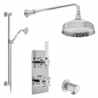 Zestaw prysznicowy z deszczownicą i słuchawką prysznicową na drążku - Booth&Co. - Axbridge - BC-AXB-SS2-CP