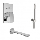 Zestaw prysznicowy z punktową słuchawką prysznicową i wylewką wannową - VADO - Cameo - CAM-MBS-BS-CP