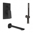 Zestaw prysznicowy z punktową słuchawką prysznicową i wylewką wannową - VADO - Cameo - CAM-MBS-BS-MB