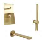 Zestaw prysznicowy z punktową słuchawką prysznicową i wylewką wannową - VADO - Cameo - CAM-MBS-BS-SBR