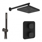 Zestaw prysznicowy z punktową słuchawką prysznicową i deszczownicą - VADO - Cameo - CAM-TSS-SH-MB