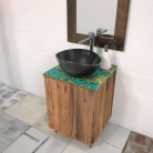 Drewniana szafka łazienkowa z kamiennym blatem - Domiziani - Praiano