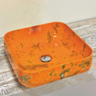 Ręcznie zdobiona umywalka z gliny ogniotrwałej - Domiziani - Shape 3