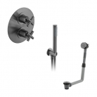 Zestaw wannowo-prysznicowy z napełnianiem wanny i punktową słuchawką prysznicową - IND-BS-ELE1-BGM