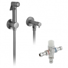 Bidetta z zaworem termostatycznym do zabudowy, Gunmetal Szczotkowany PVD - INDIVIDUAL by Vado - IND-SHATTAF/5001-BGM