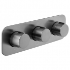Bateria prysznicowa termostatyczna, podtynkowa, pozioma, 3-drożna, Gunmetal Szczotkowany PVD - INDIVIDUAL by Vado - IND-T128/3-H-ALT-BGM