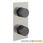 Bateria prysznicowa termostatyczna 2-drożna - Individual Knurled X Fusion - IND-T148/2-XNBK - Nikiel Szczotkowany & Czarny Szczotkowany